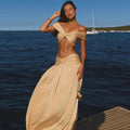 Sexy Crop Top And Maxi Skirt Set